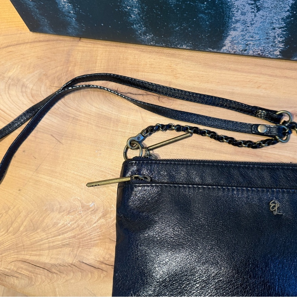Elliott Lucca Black Leather Chain Strap Crossbody Bag - Picture 13 of 16